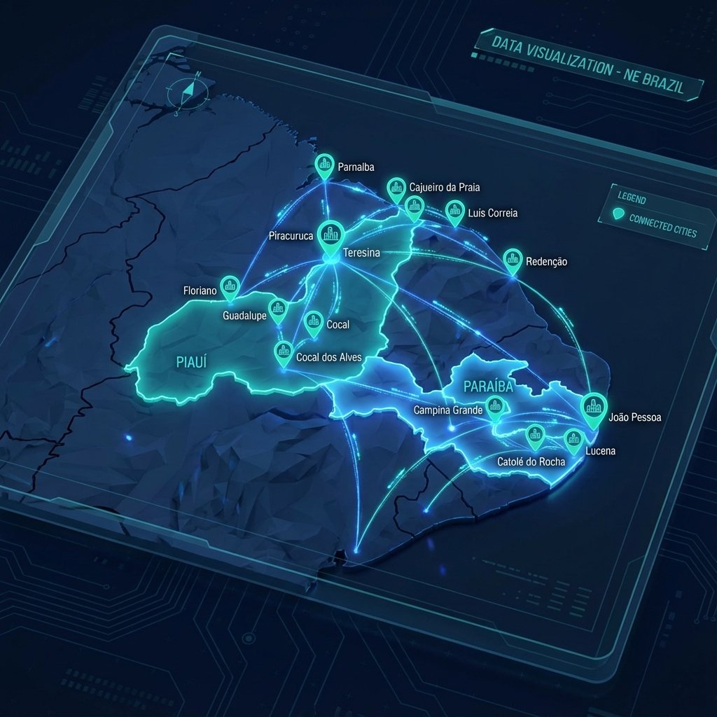 Mapa do Nordeste - Piauí e Paraíba